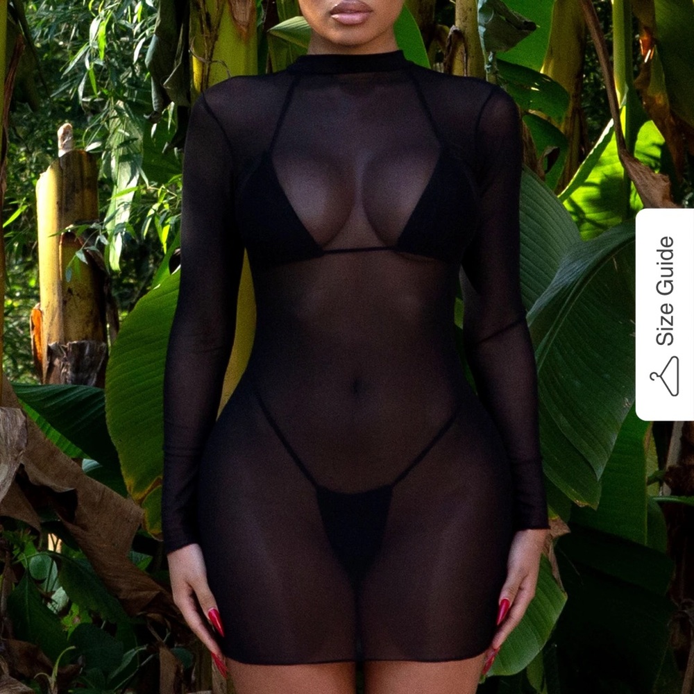 Black sheer cover up mini dress